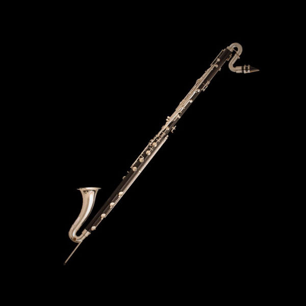 Bass clarinet reed instrument woodwind isolated on black background