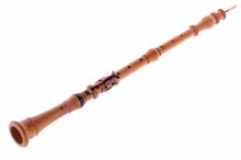Wooden oboe, a double reed woodwind instrument and aerophone.