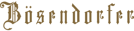 Bösendorfer Klavierfabrik logo in ornate gold lettering on a black background, representing the sampled grand piano software instrument collaboration.