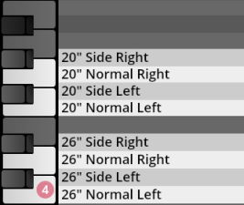 Musical keyboard keys with mapping for Big Bang Orchestra Synchron Instruments, showing 20 and 26 microphone positions: Side Right, Normal Right, Side Left, Normal Left.