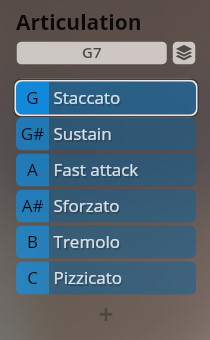 Vienna Symphonic Epic Orchestra 2.0 software interface showing musical articulation options like Staccato, Sustain, Fast Attack, Sforzato, Tremolo, and Pizzicato.