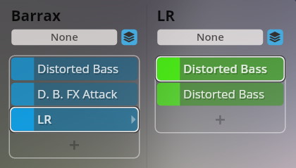 Digital audio interface showing Distorted Bass and LR sound presets, likely from Vienna Symphonic Library's Epic Orchestra 2.0.