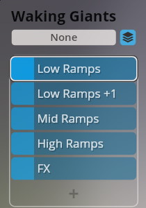 Screenshot of Vienna Symphonic Library Synchron Smart Orchestra interface showing sound effects options like Low Ramps and FX for Waking Giants.