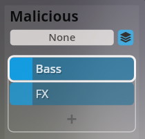Synchron Smart Orchestra Malicious sound layering menu with options for Bass and FX.