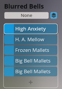 User interface showing a dropdown menu for Blurred Bells sound presets within the Vienna Symphonic Library Synchron Smart Orchestra, with High Anxiety selected.