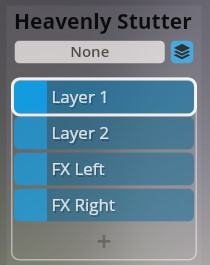 Screenshot of Heavenly Stutter interface showing Layer 1 selected in the Synchron Smart Orchestra's layer management section.