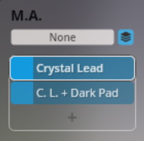 Vienna Symphonic Library Synchron Smart Orchestra dropdown showing Crystal Lead and C. L. + Dark Pad sound options