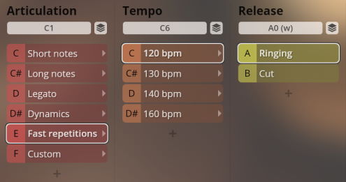 Screenshot of the Synchron World Winds plugin interface showing articulation, tempo, and release settings.