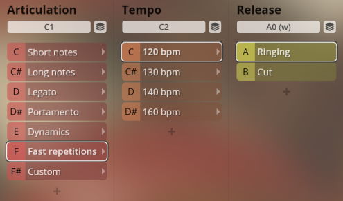 Vienna Symphonic Library Synchron World Winds user interface with Articulation, Tempo, and Release settings for musical instruments.