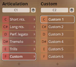 Vienna Symphonic Library Synchron Duality Strings Colors articulation and custom preset options.