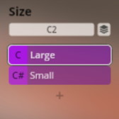 User interface showing Vienna Symphonic Library Synchron Percussion I size selection with Large and Small options.