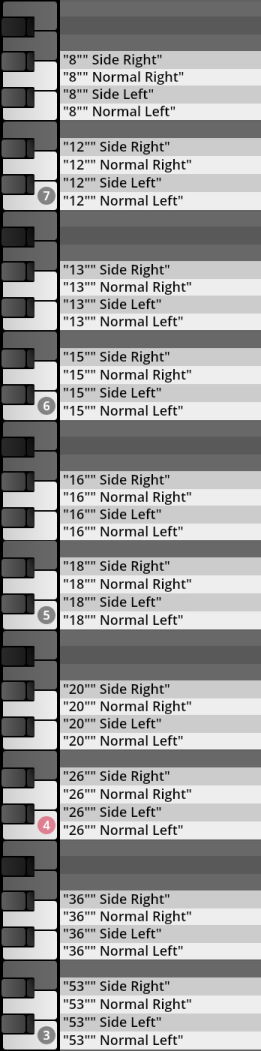 Vienna Symphonic Library Synchron Percussion II instrument reference mapping with numerical listings for Side Right, Normal Right, Side Left, and Normal Left microphone positions.