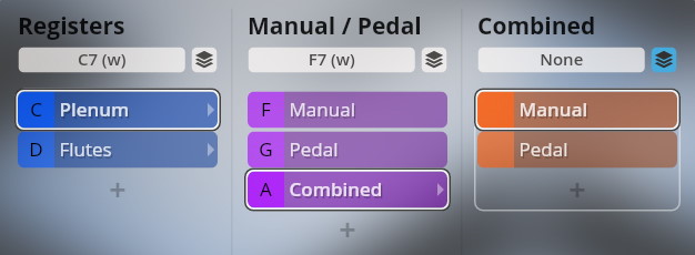 Vienna Symphonic Library Studio Special Editions user interface showing Registers, Manual/Pedal, and Combined sections for sound adjustments.