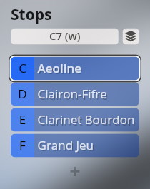 Vienna Symphonic Library Studio Special Editions 2 Extended Orchestra instrument stops interface showing Aeoline, Clairon-Fifre, Clarinet Bourdon, and Grand Jeu options