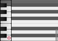 Digital representation of a piano keyboard interface for Studio Percussion VI Collection.