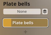 Software interface showing selected Plate bells instrument option for Studio Percussion.