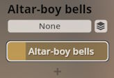 Screenshot showing the Altar-boy bells selection within Studio Percussion software interface.