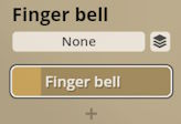 Studio Percussion finger bell instrument selection interface with Finger bell selected.