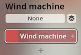 Wind machine instrument selection button in Studio Percussion software interface for virtual sound library.