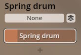 Screenshot of the Studio Percussion software interface showing Spring drum selected from available percussion instruments.