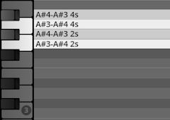 Virtual instrument keyboard displaying note ranges and articulations for Studio Percussion sound library.