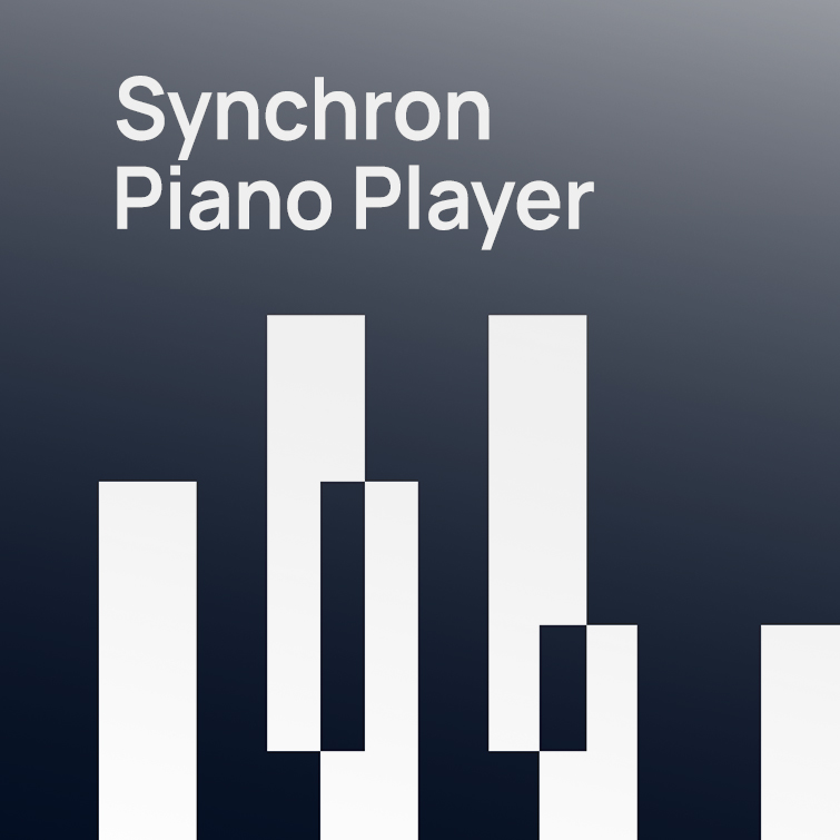 Synchron Piano Player logo with musical equalizer bars