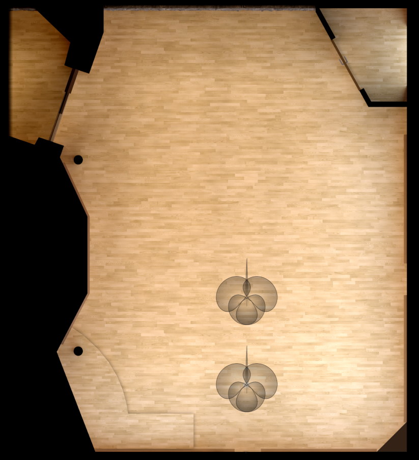 Vienna MIR Pro MIRx Mode interface with a central control, an oval boundary, and an attached fader for audio spatialization settings.