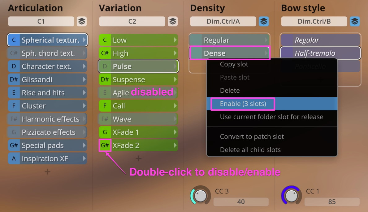 Enable/Disable Slots