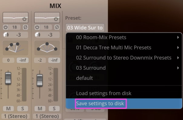 Save settings