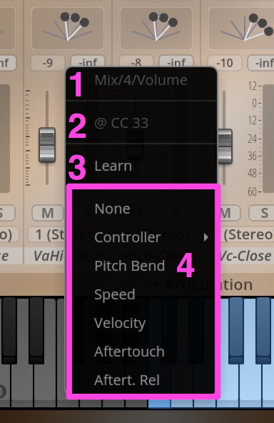 Mixer Context Menus