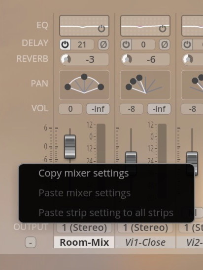 Mixer Context Menus
