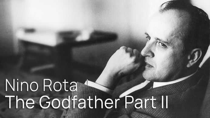 Publicity photo of Nino Rota, the composer for The Godfather Part II soundtrack, a 1974 film directed by Francis Ford Coppola.
