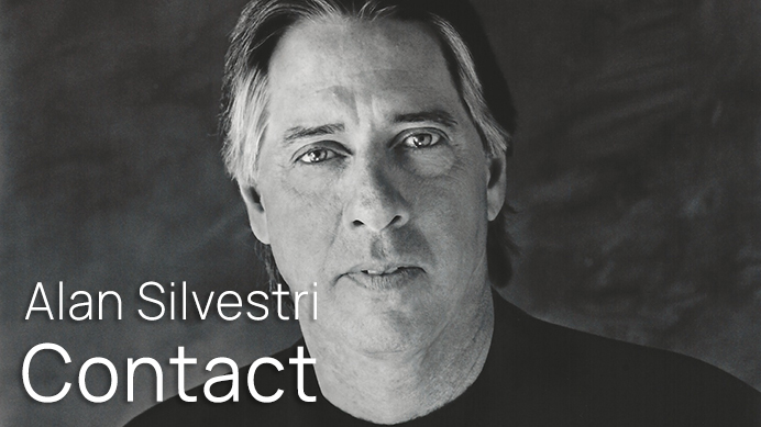 Black and white headshot of Alan Silvestri, a prominent film composer, looking directly at the viewer.