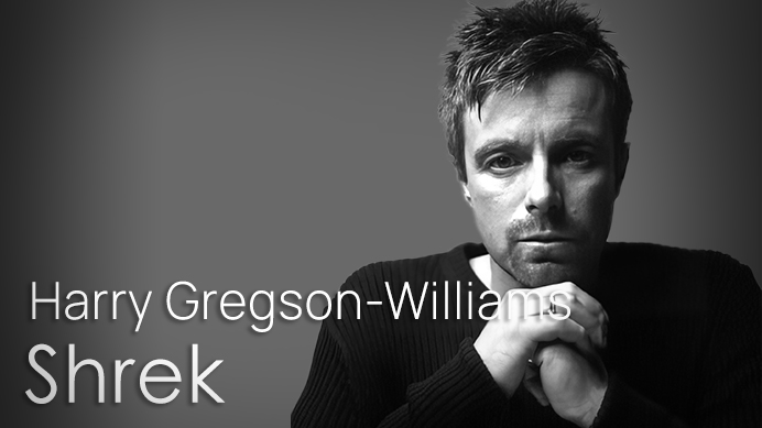 Black and white portrait of Harry Gregson-Williams, composer for the Shrek movie.