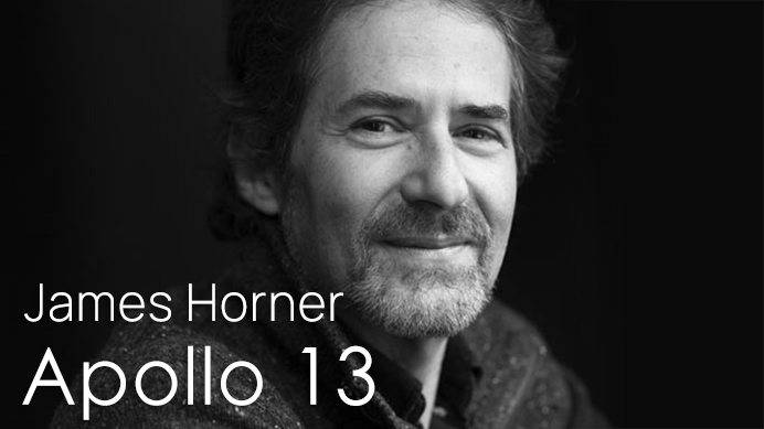 Black and white portrait of James Horner, the composer for the 1995 film Apollo 13.