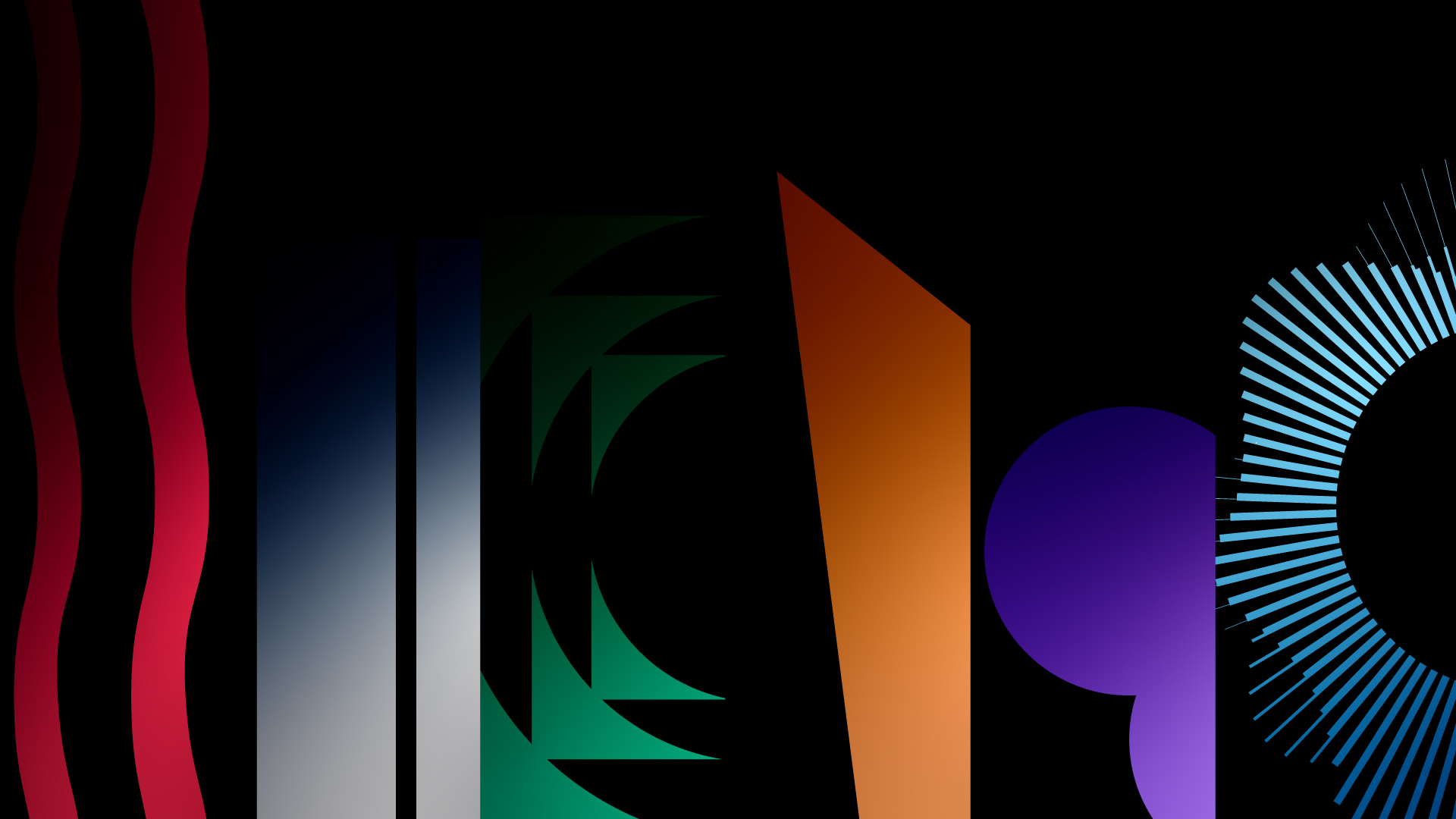 Abstract gradient shapes representing a diverse collection of free instrument sounds and music production tools.