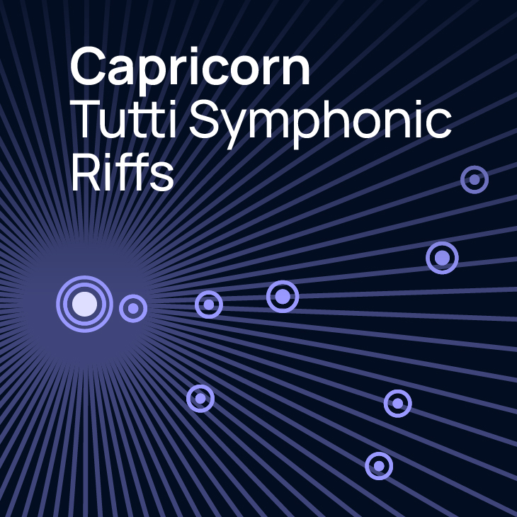 Capricorn Tutti Symphonic Riffs album cover art with geometric design circles and radiating lines