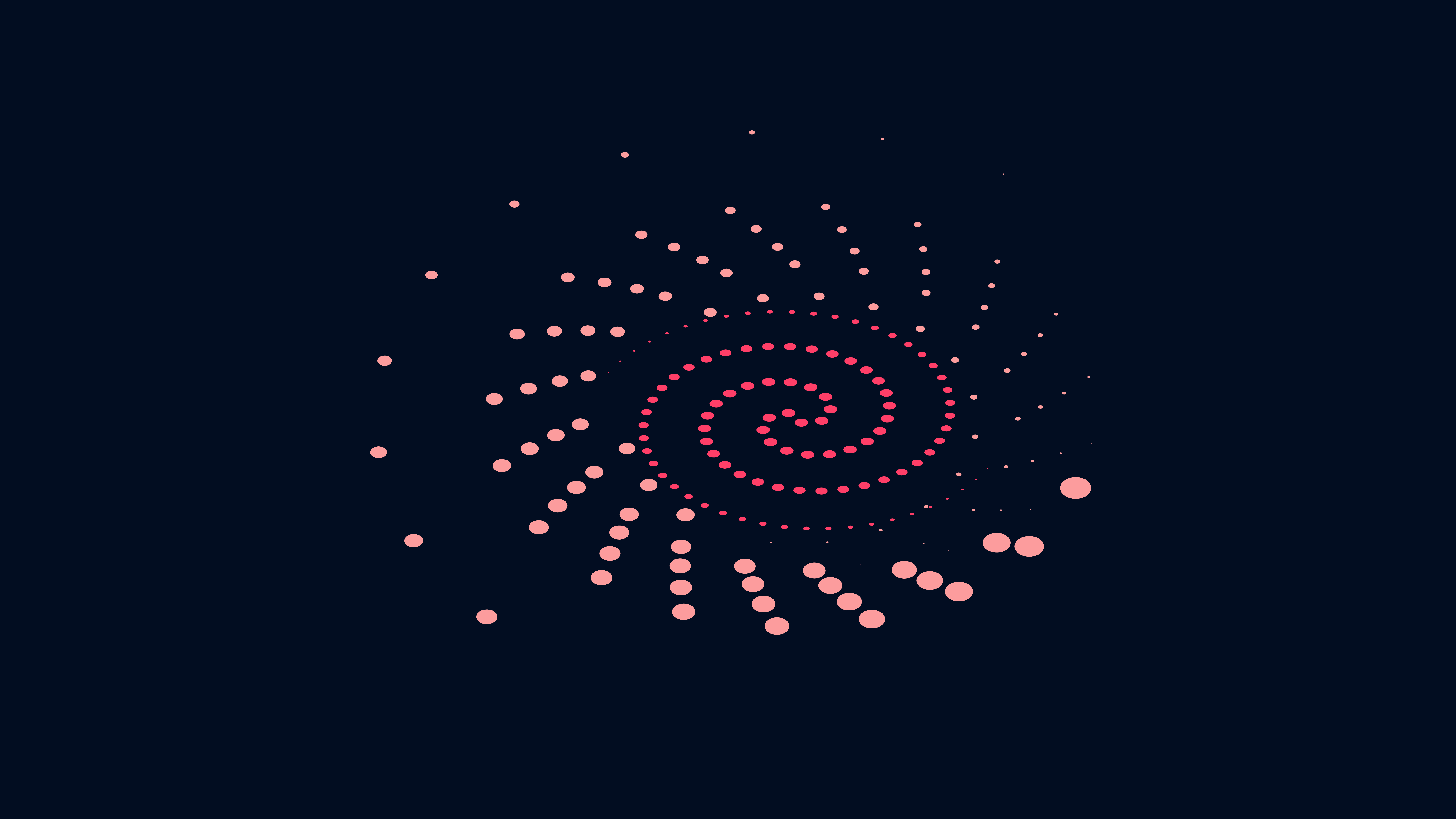 Abstract spiral of pink dots on a dark background, representing ambient recording.