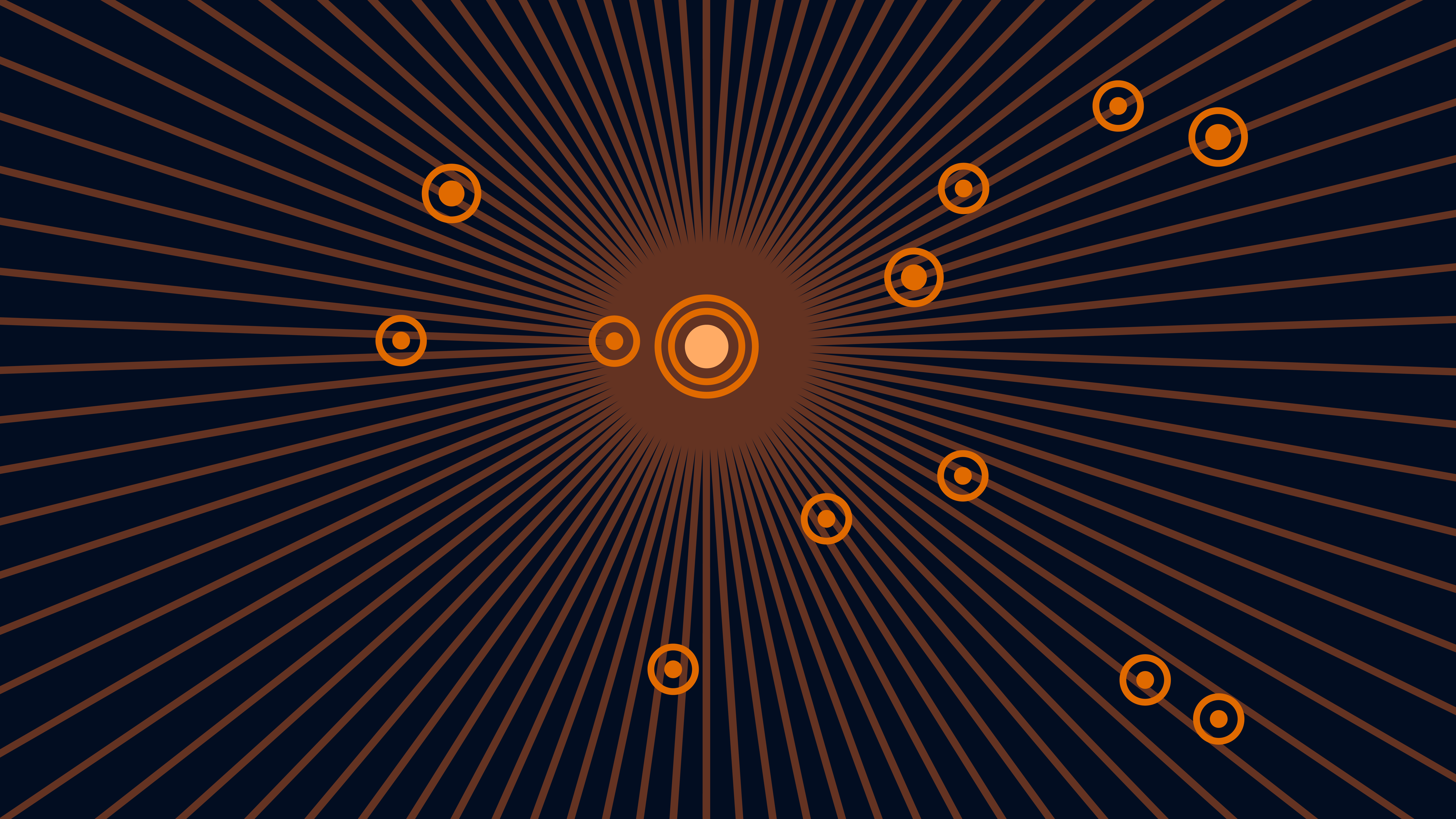 Dark background with radiating orange lines and multiple orange concentric circles, representing sound waves or an ambient recording.