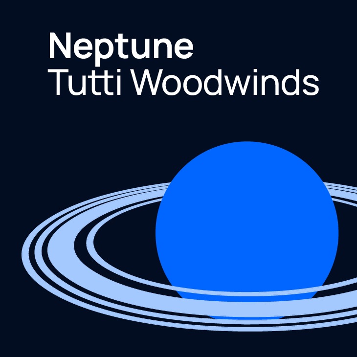 Neptune Tutti Woodwinds album cover featuring a blue planet with light blue rings on a dark blue background.