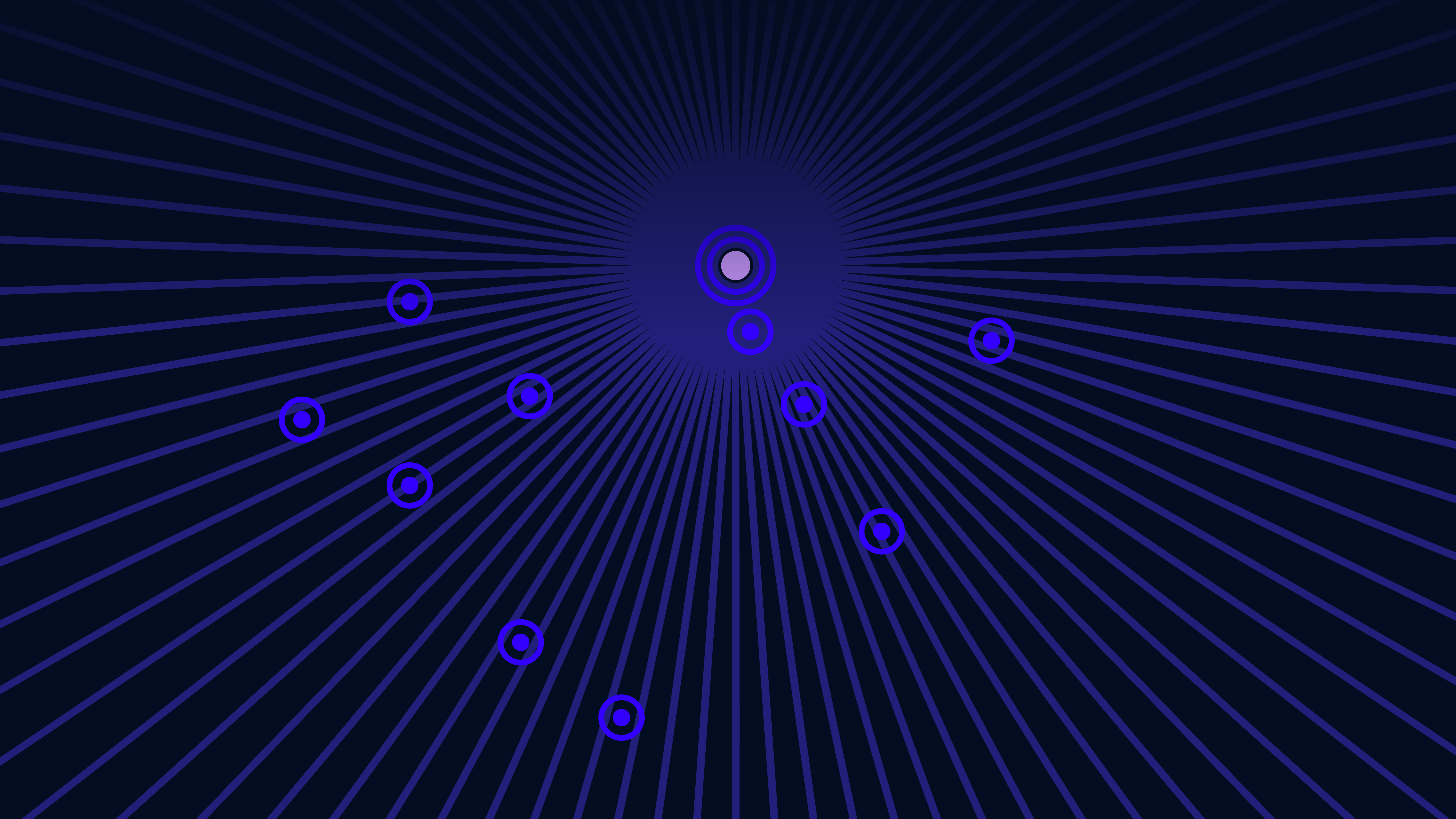 Abstract dark blue background with radial lines and scattered blue and purple circles, representing ambient recording and pitched solo percussion.