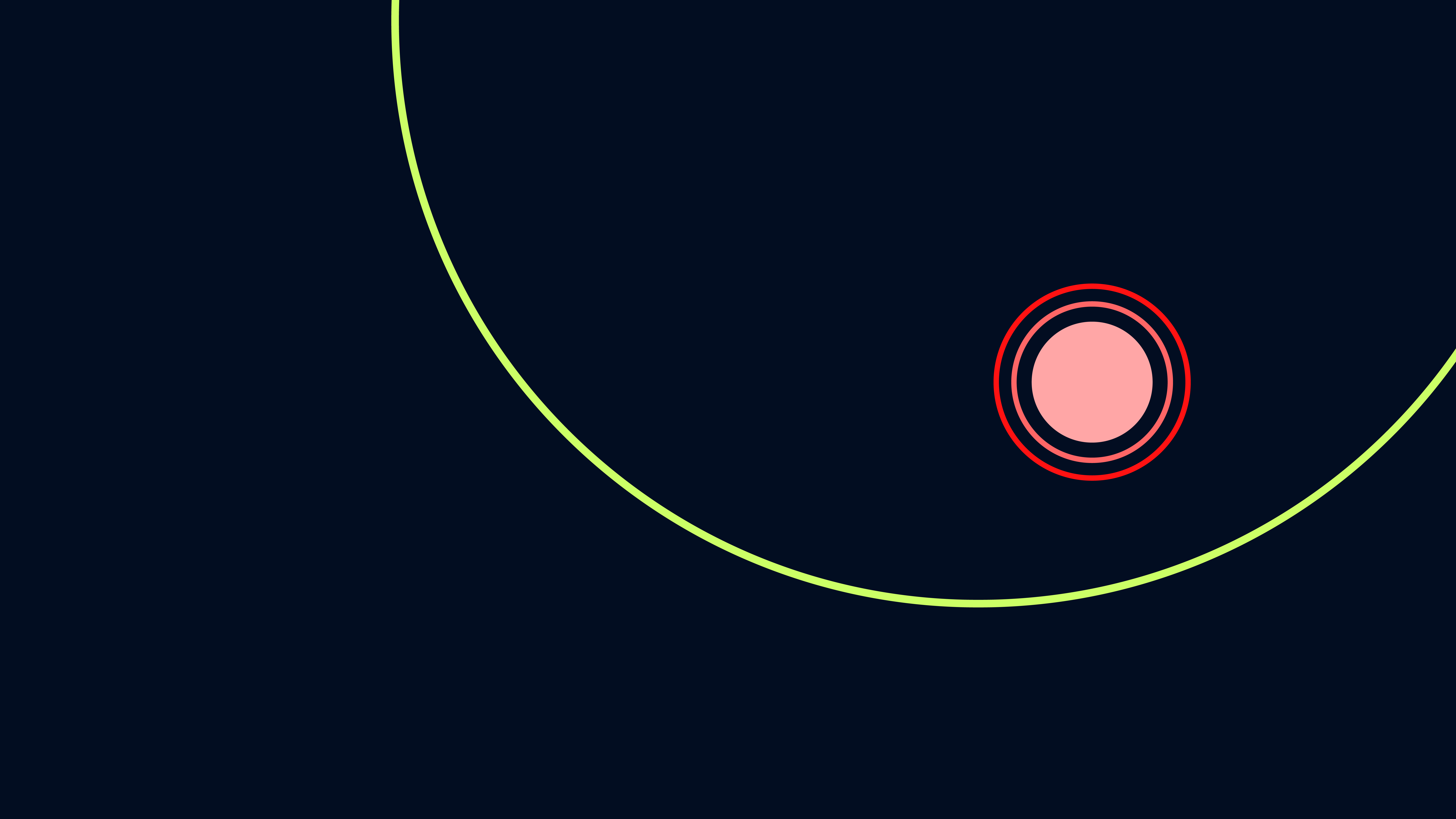 Ambient recording icon with a red circle and red ring over a lighter red circle, next to a curved lime green line, on a dark blue background.