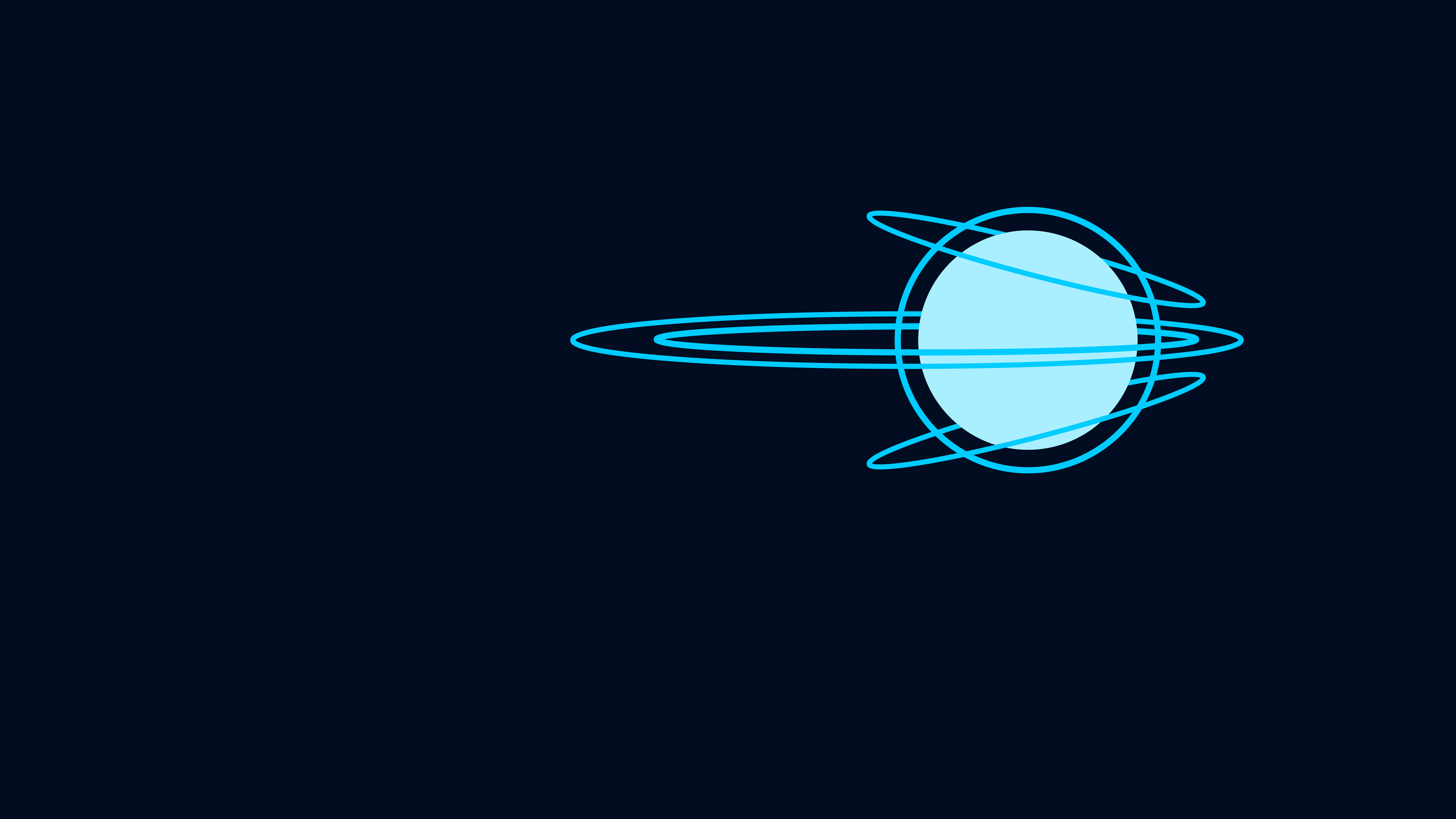 Abstract light blue circle with orbiting lines on a dark blue background representing sound data or ambient recording.