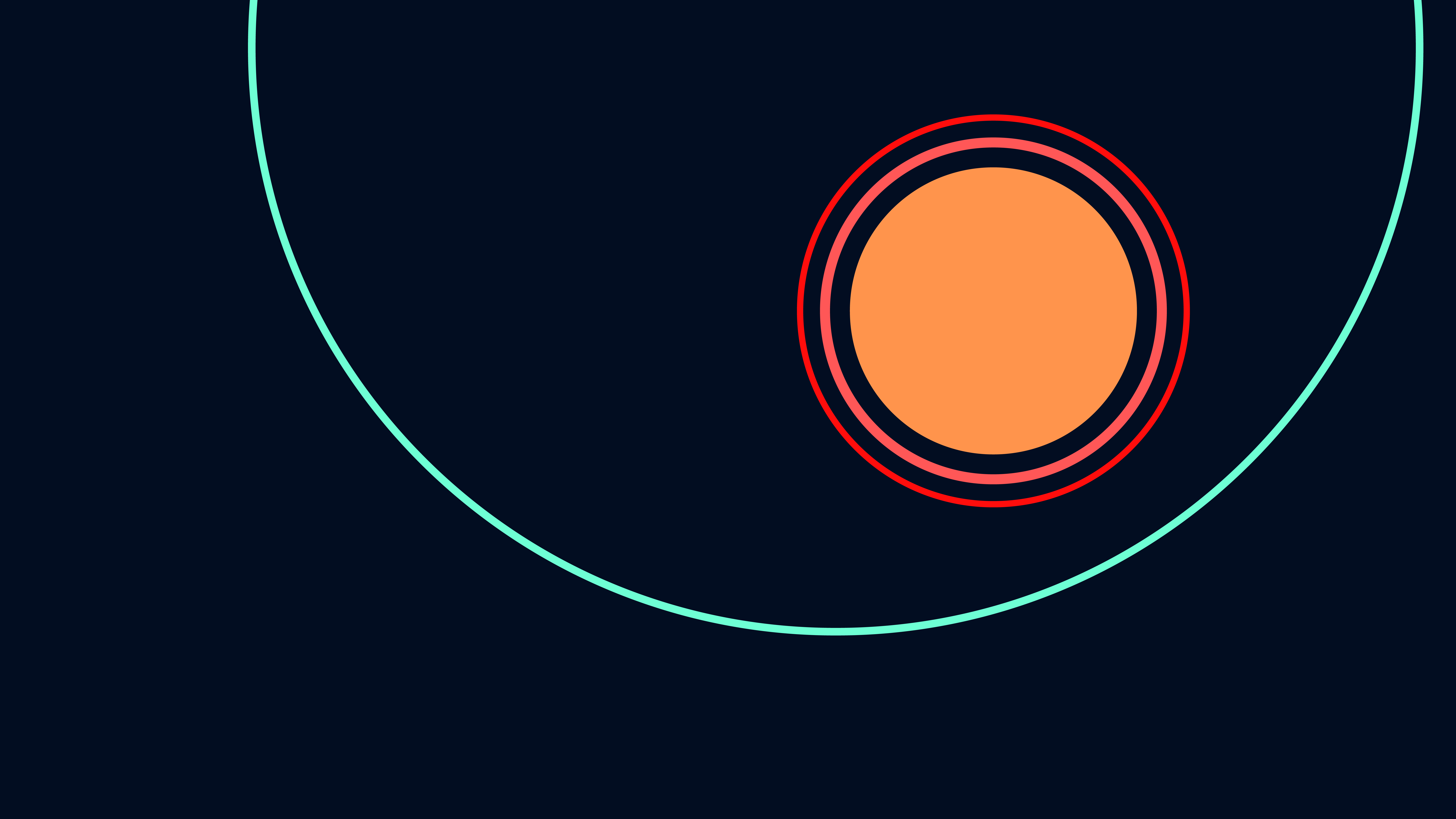 Abstract ambient recording graphic with a large orange circle, red and pink concentric rings, and a subtle aqua-colored arc, symbolizing sound waves and music.