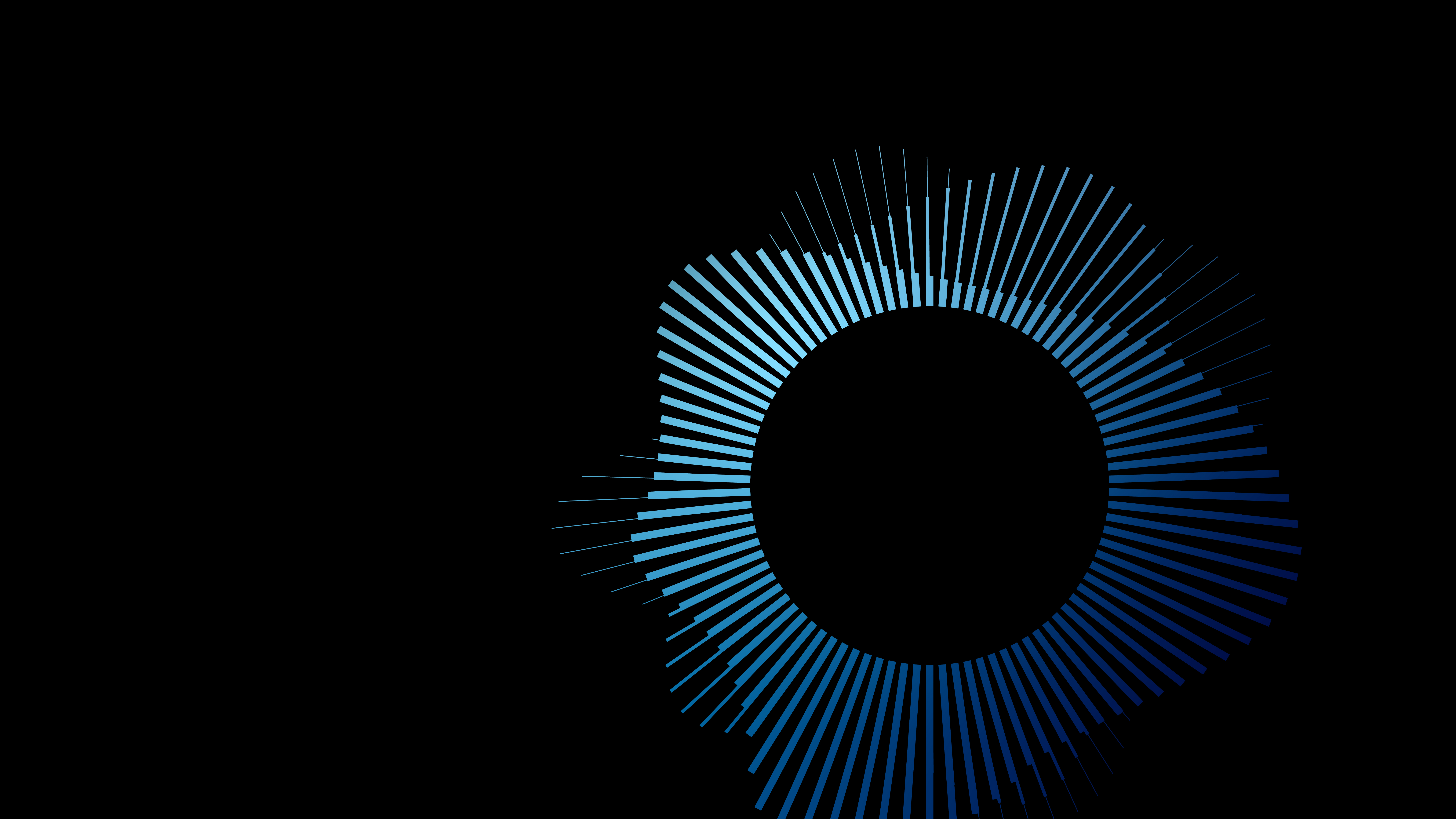 Abstract blue sound wave visualizer on a black background, depicting audio recording or music playback.