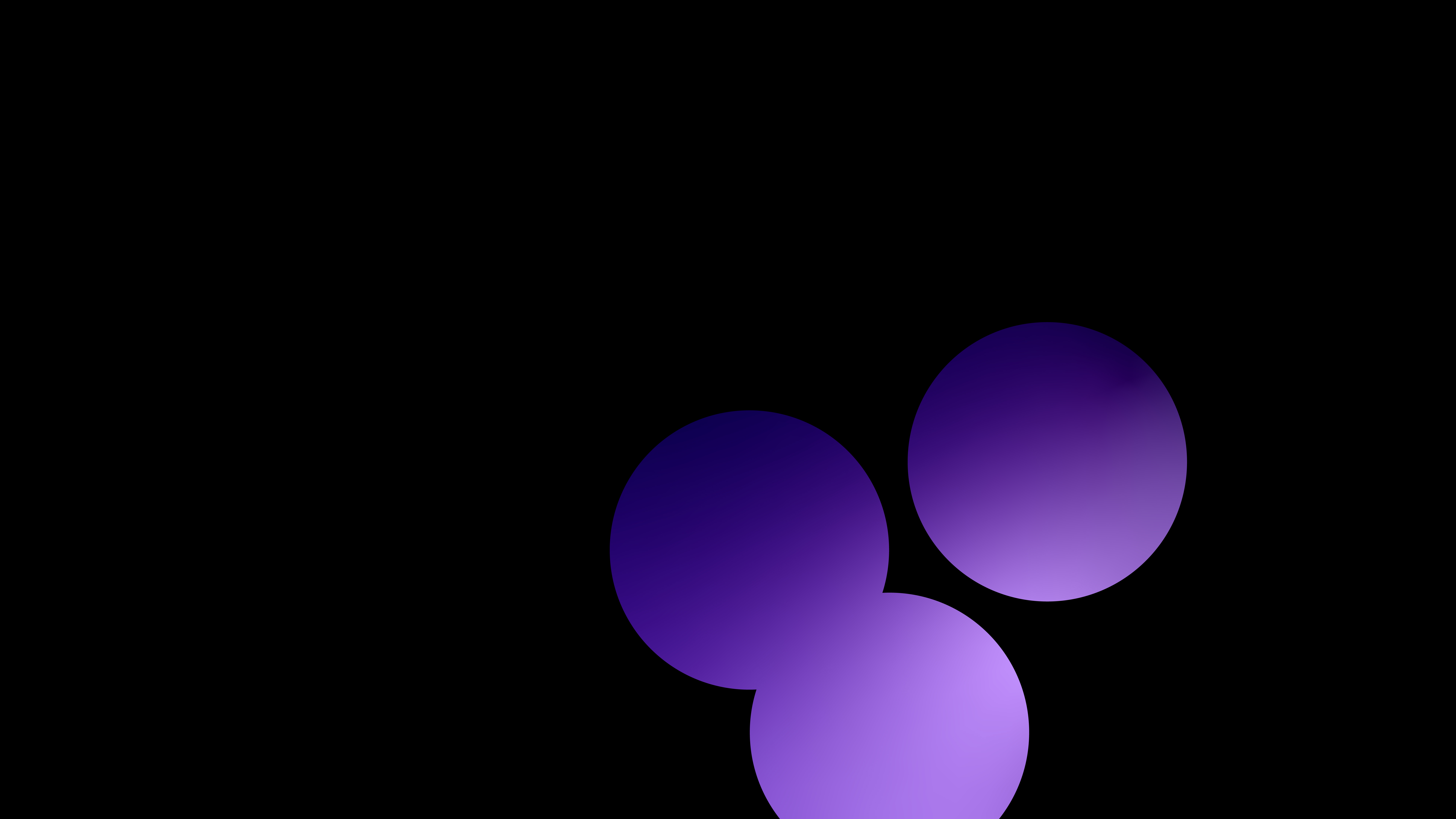 Three purple gradient circles on a black background, representing a visually appealing graphic element or button.