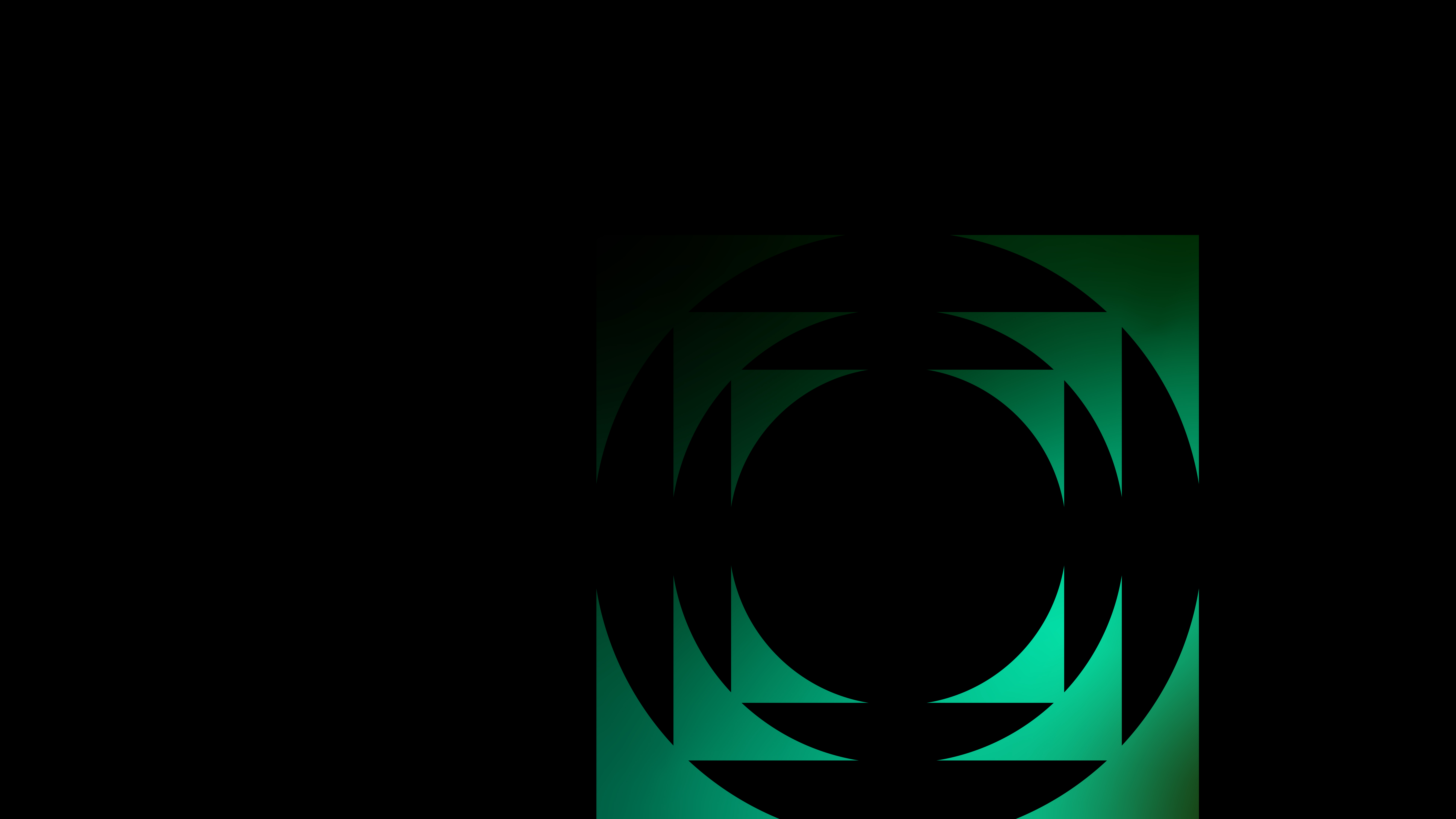 Abstract green geometric design on a black background, representing Dry Recording or Small Percussion audio services.