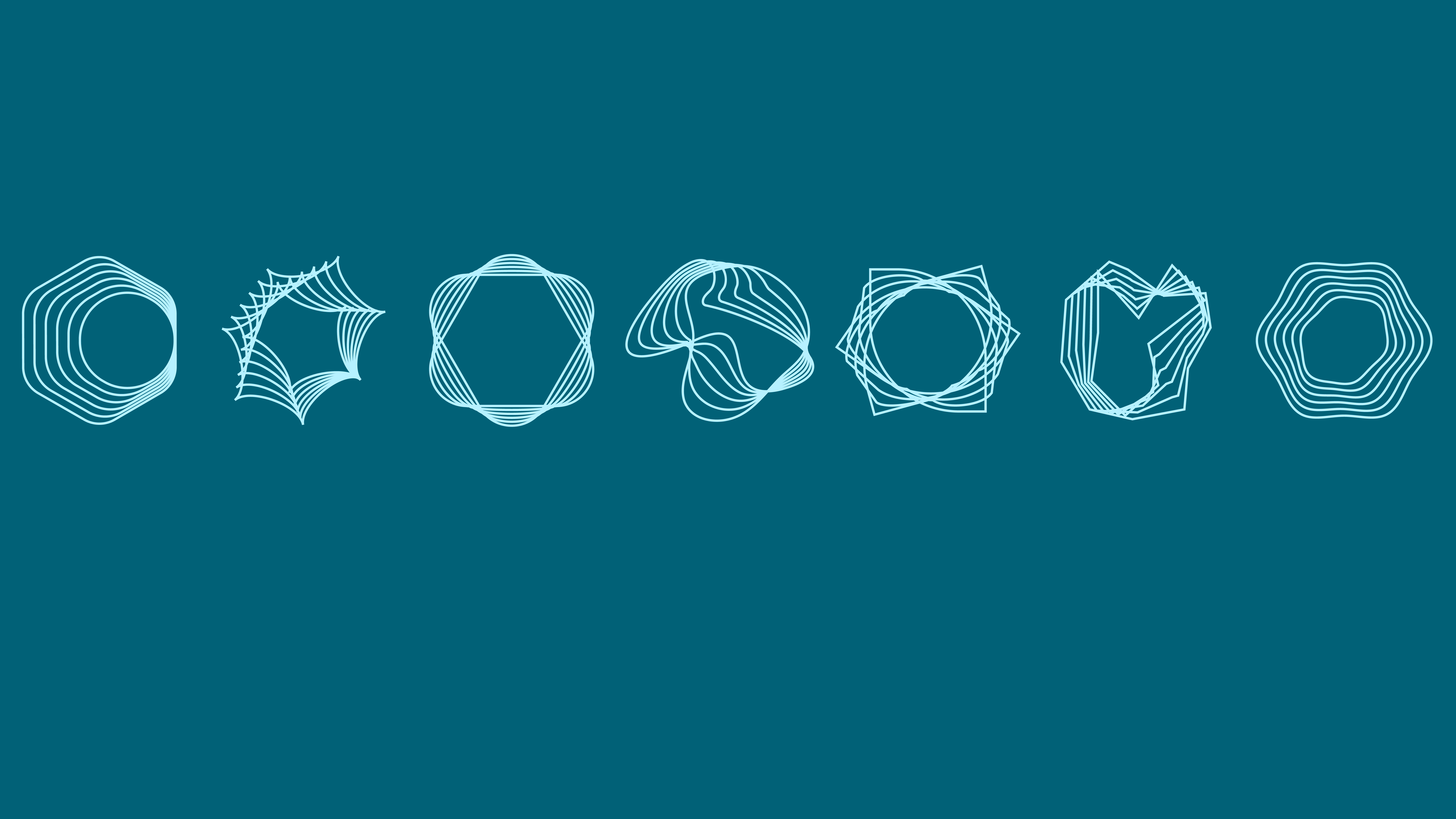 Abstract white line art shapes on a teal background, illustrating creative designs potentially included in a special edition bundle.
