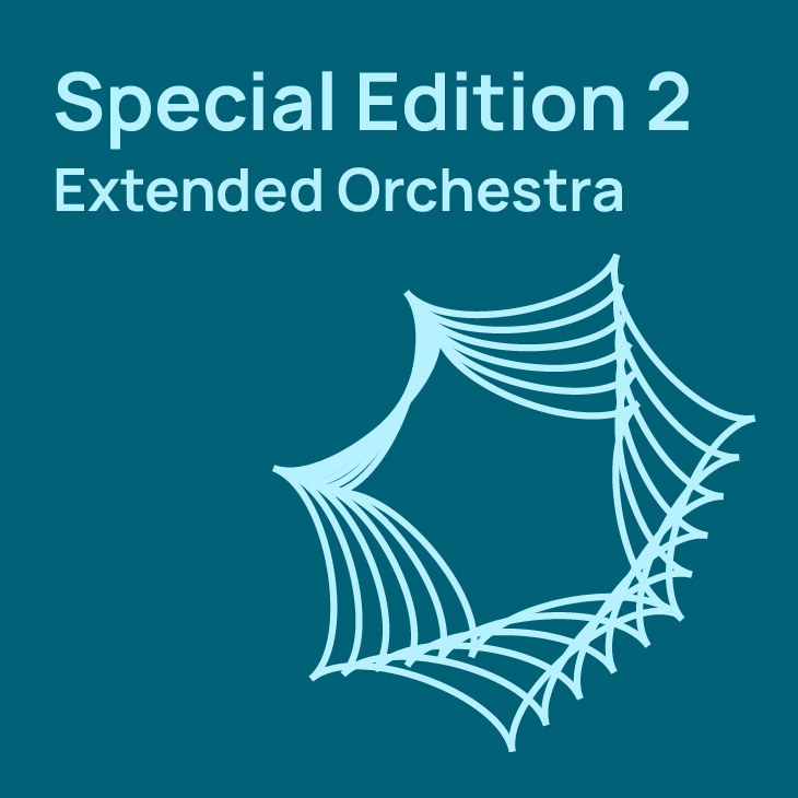 Album cover art for Special Edition 2 Extended Orchestra, featuring light blue abstract lines forming a square on a dark teal background.