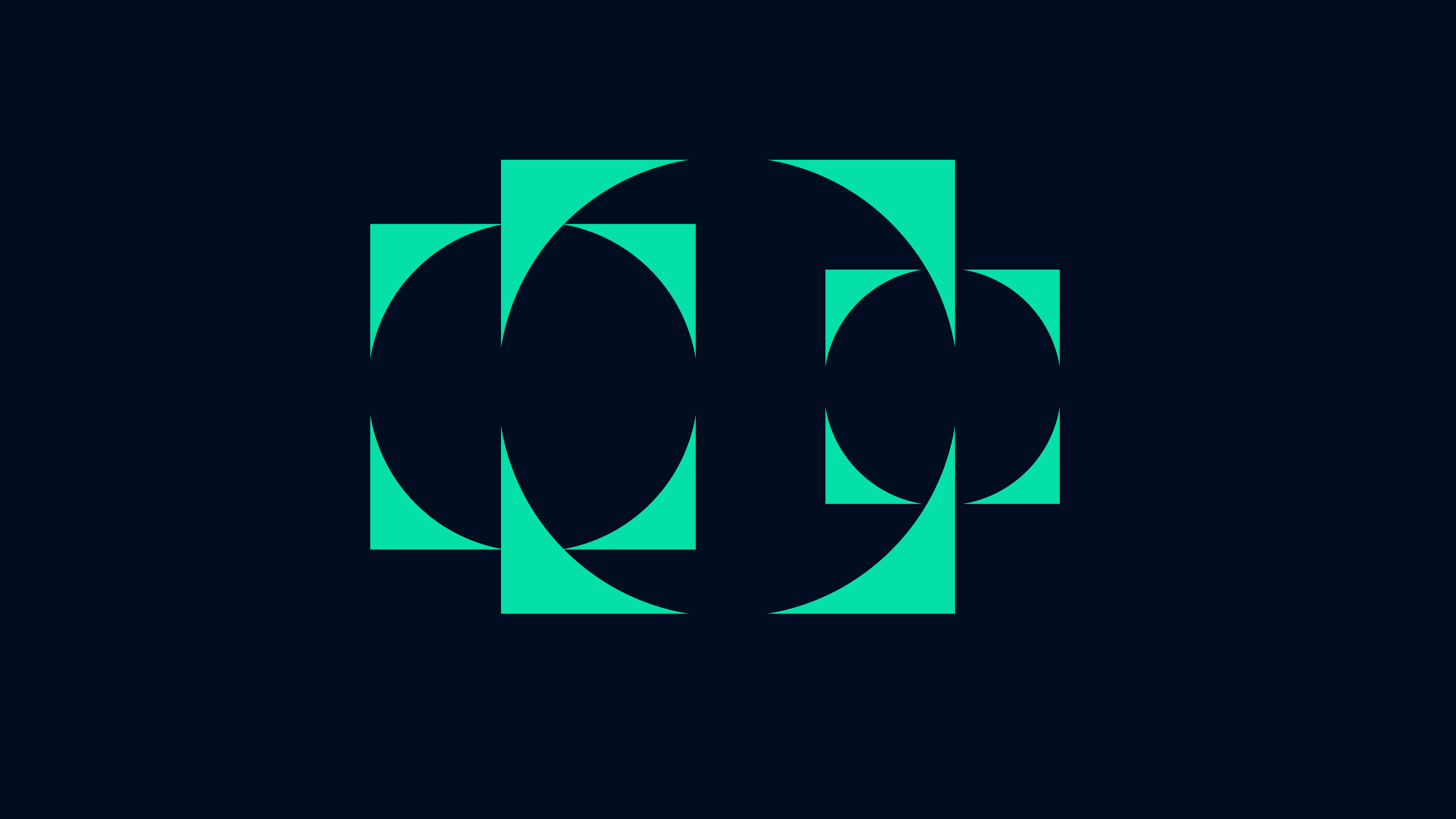 Abstract ambient recording logo featuring teal geometric shapes forming an open square and circular design on a dark navy background.